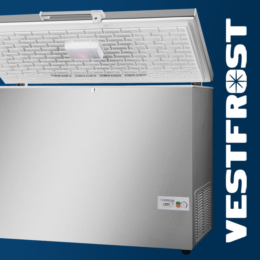 新的vestfrost SB400-STS胸部冰柜和S/钢盖